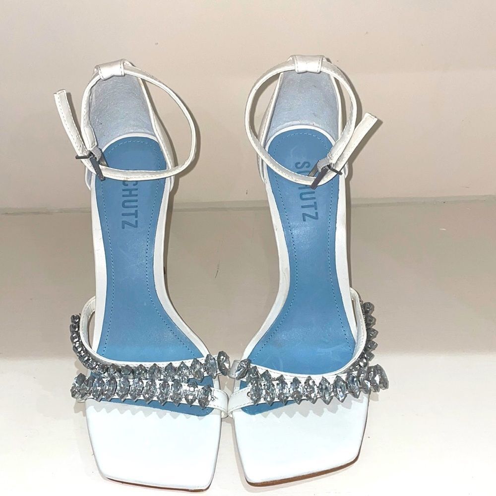 Schutz Lindsey Nappa Rhinestone Heels NEW Size 8